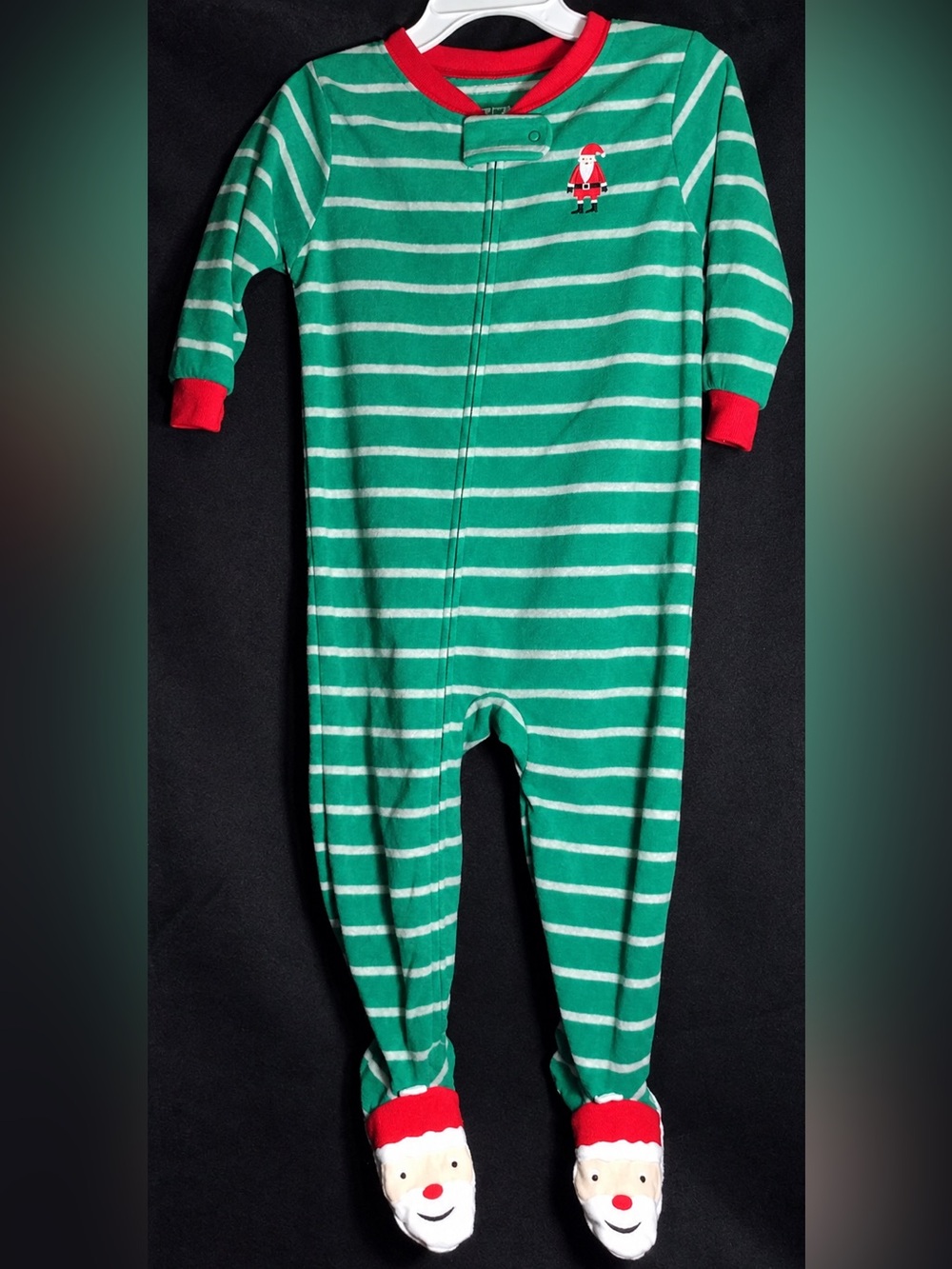 Carter's Baby 1-Piece Santa Fleece Footie Pajamas Green & Red 12M